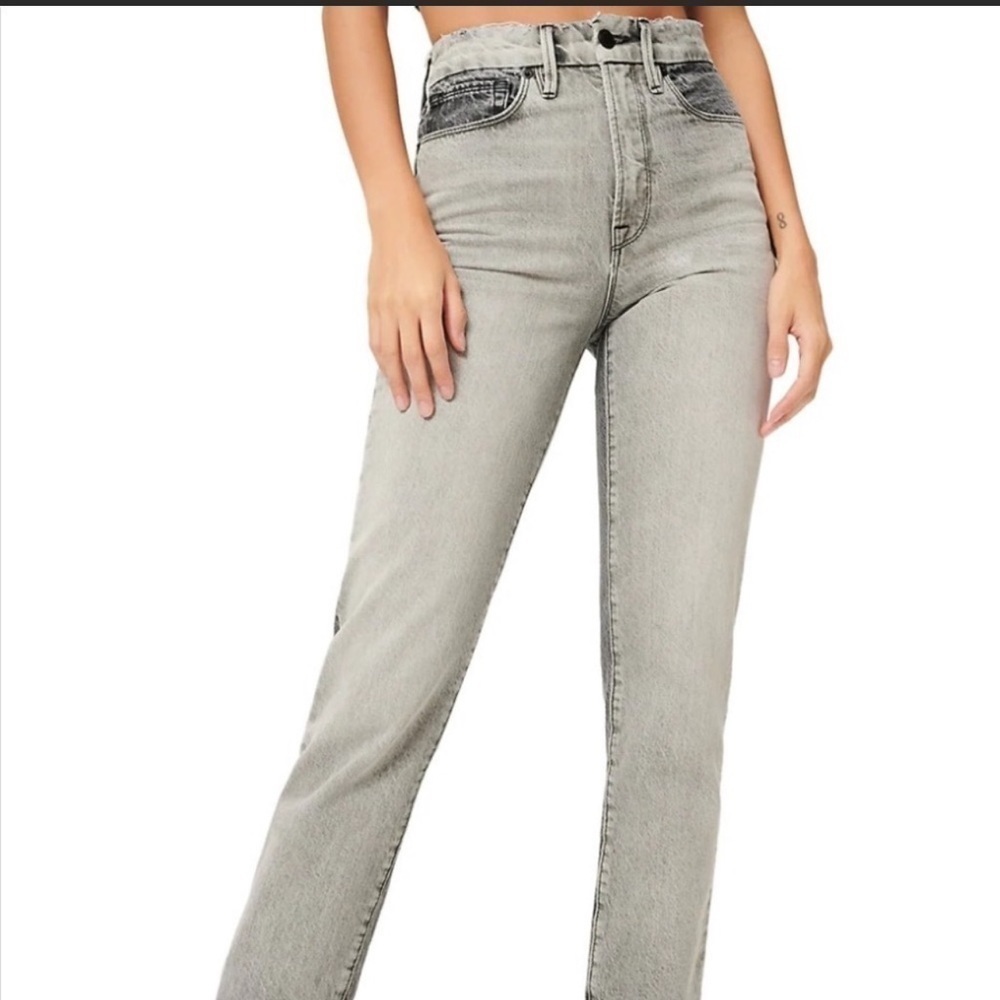 GOOD American Good Vintage High-Rise Two-Tone mom Jeans